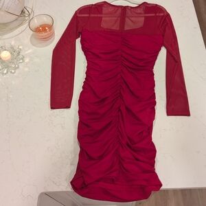 Elegant Red Ruched Dress